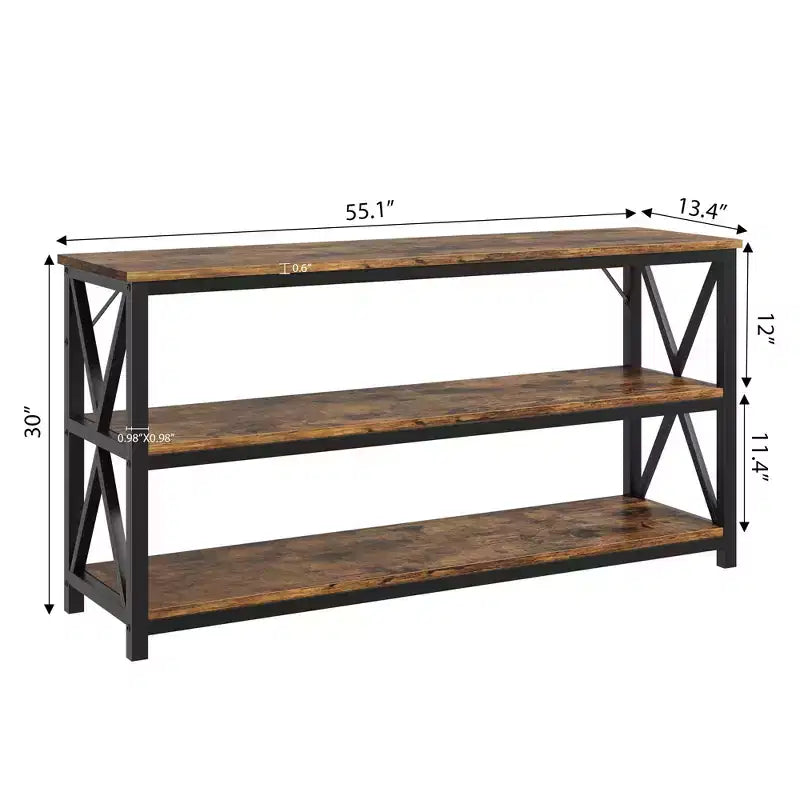 Table console longue, Table d'entrée industrielle, Table de canapé rectangulaire