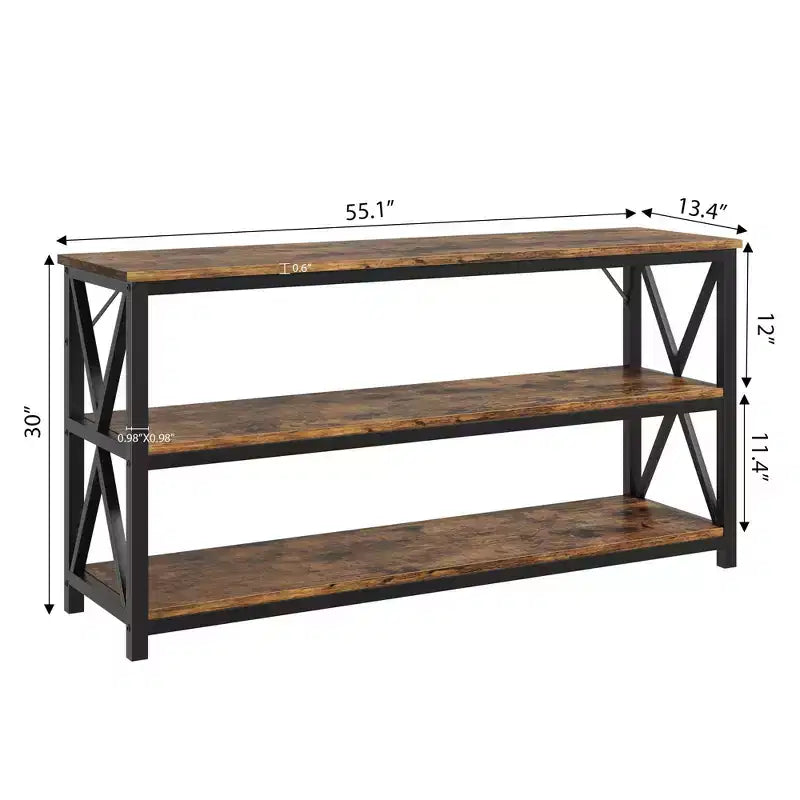 Table console longue, Table d'entrée industrielle, Table de canapé rectangulaire