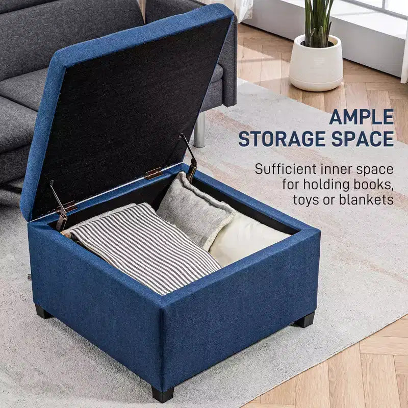 Banc Ottoman Rond de Rangement, Pouf Capitonnage à Boutons avec Dessus Rabattable