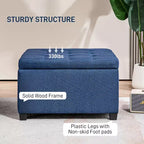 Banc Ottoman Rond de Rangement, Pouf Capitonnage à Boutons avec Dessus Rabattable