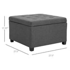 Banc Ottoman Rond de Rangement, Pouf Capitonnage à Boutons avec Dessus Rabattable