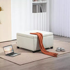 Banc Ottoman Rond de Rangement, Pouf Capitonnage à Boutons avec Dessus Rabattable