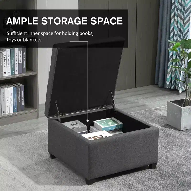 Banc Ottoman Rond de Rangement, Pouf Capitonnage à Boutons avec Dessus Rabattable