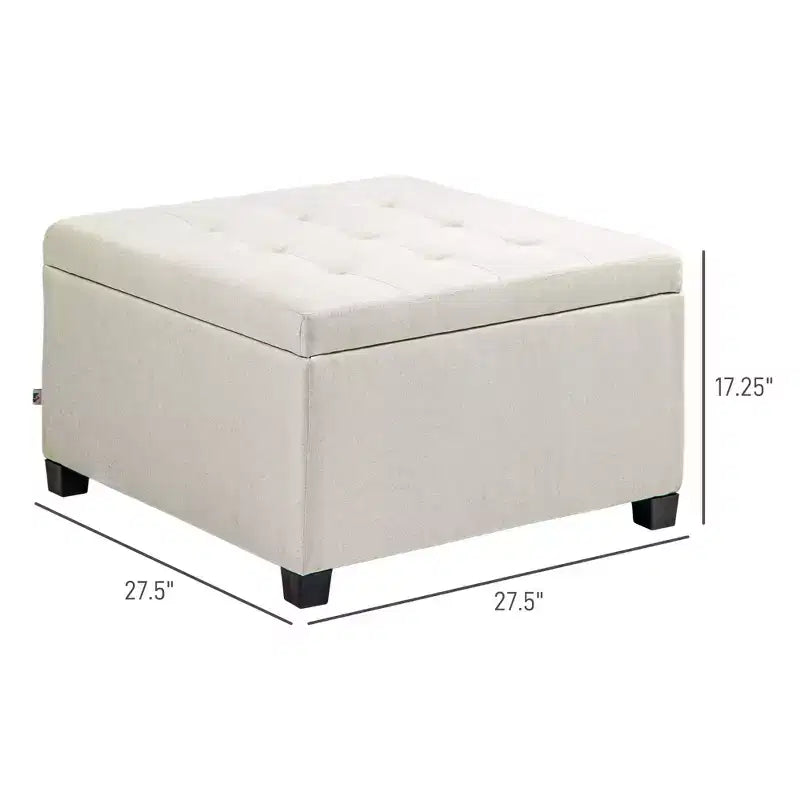 Banc Ottoman Rond de Rangement, Pouf Capitonnage à Boutons avec Dessus Rabattable