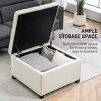 Banc Ottoman Rond de Rangement, Pouf Capitonnage à Boutons avec Dessus Rabattable