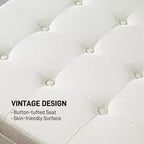 Banc Ottoman Rond de Rangement, Pouf Capitonnage à Boutons avec Dessus Rabattable