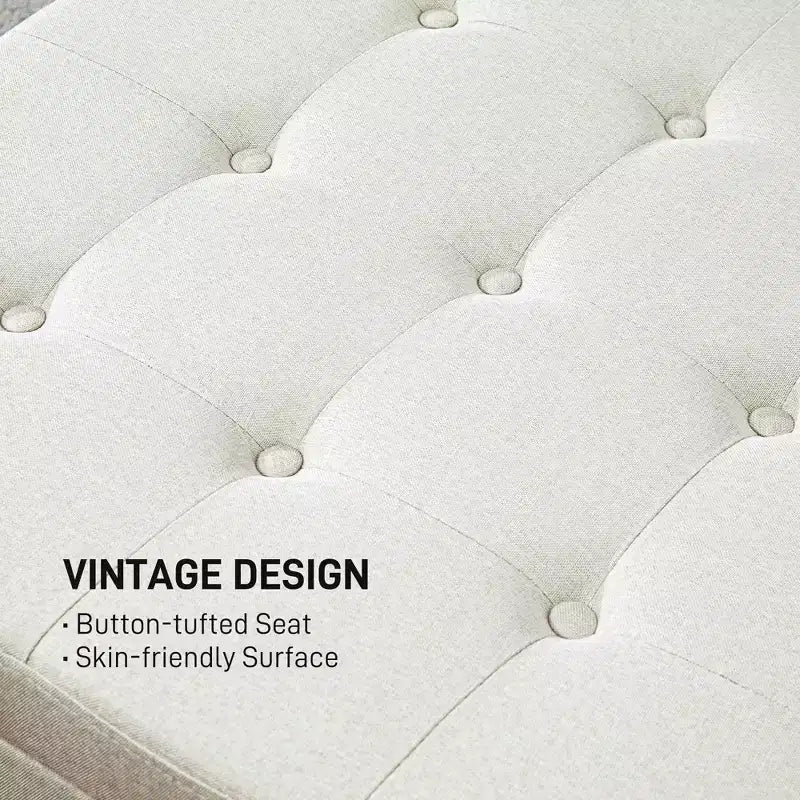 Banc Ottoman Rond de Rangement, Pouf Capitonnage à Boutons avec Dessus Rabattable