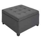 Banc Ottoman Rond de Rangement, Pouf Capitonnage à Boutons avec Dessus Rabattable