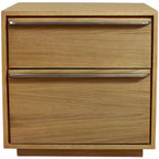 HomeRoots 24 Natural Solid and Manufactured Wood Two Drawer Nightstand