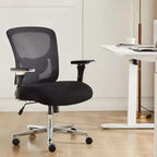 Okak Minimalism Ergonomic Office Chair with Mesh Backrest, Computer Chair with Lumbar Support and Armrest, Swivel Chair for Home, Office, Black