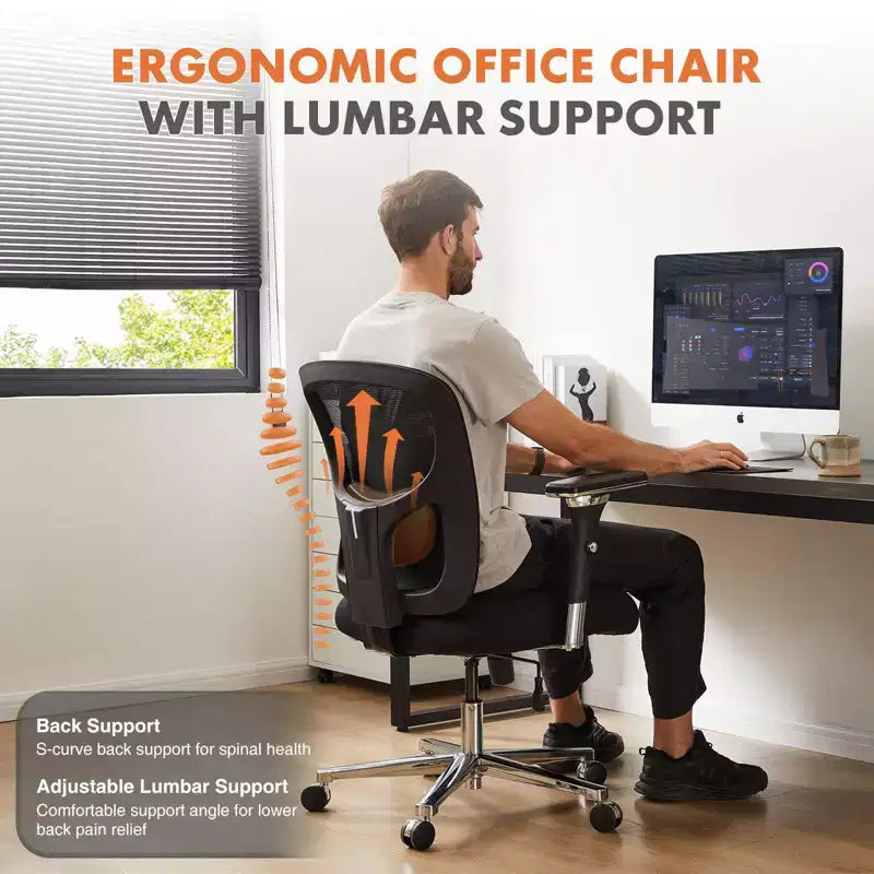 Chaise de bureau ergonomique minimaliste avec dossier en maille, Chaise d'ordinateur Chaise pivotante