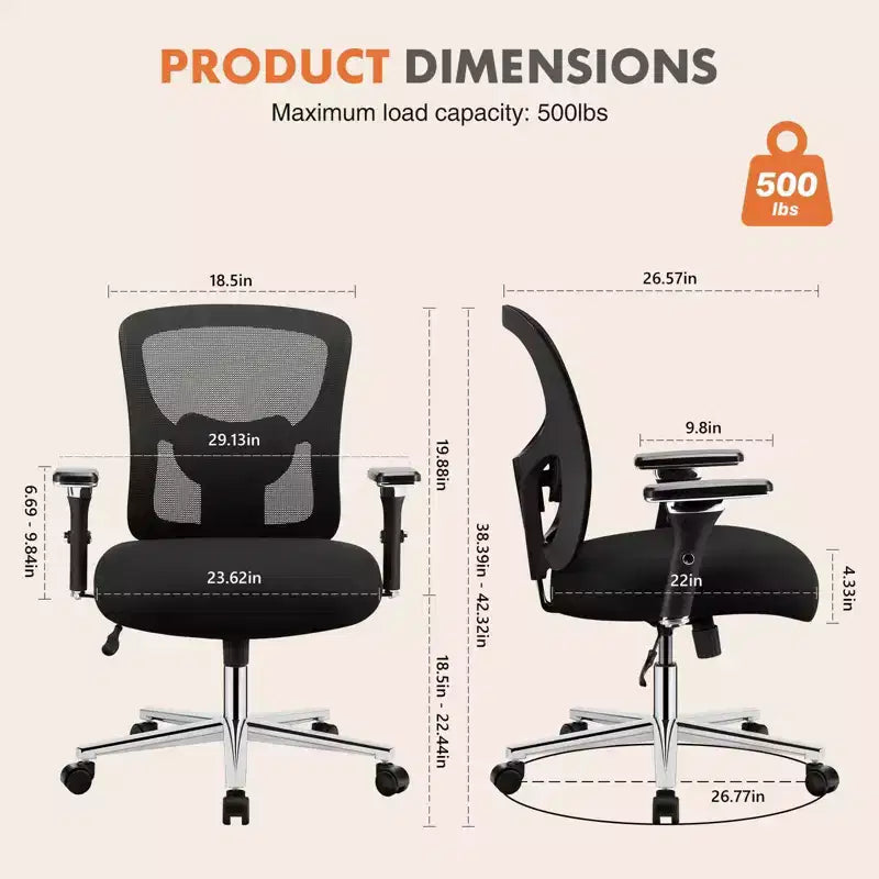 Chaise de bureau ergonomique minimaliste avec dossier en maille, Chaise d'ordinateur Chaise pivotante