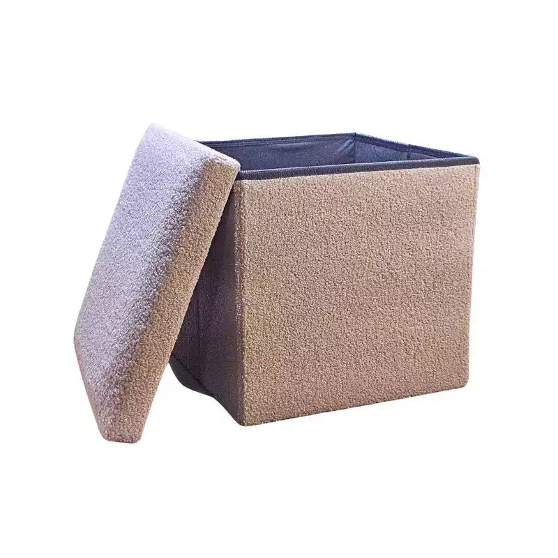 Pouf de rangement Cube Bouclé
