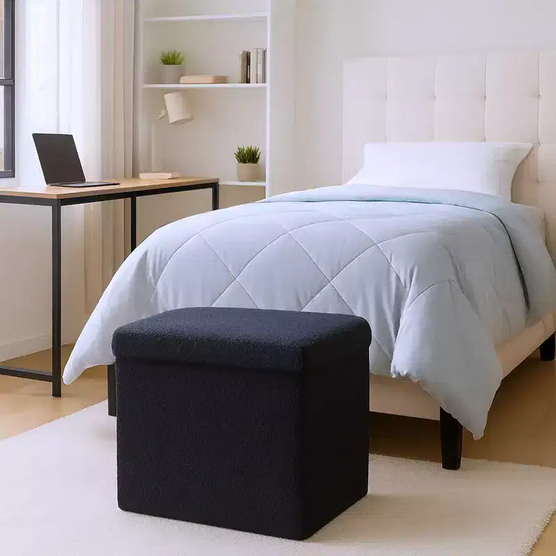 Pouf de rangement Cube Bouclé