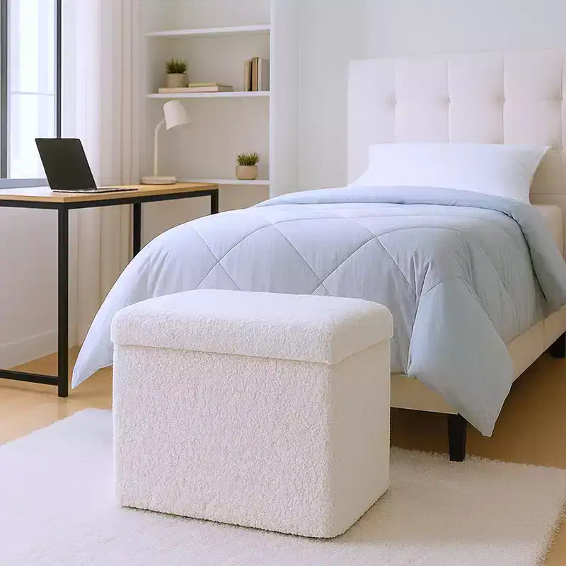 Pouf de rangement Cube Bouclé