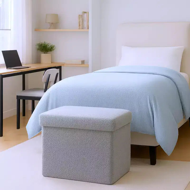 Pouf de rangement Cube Bouclé