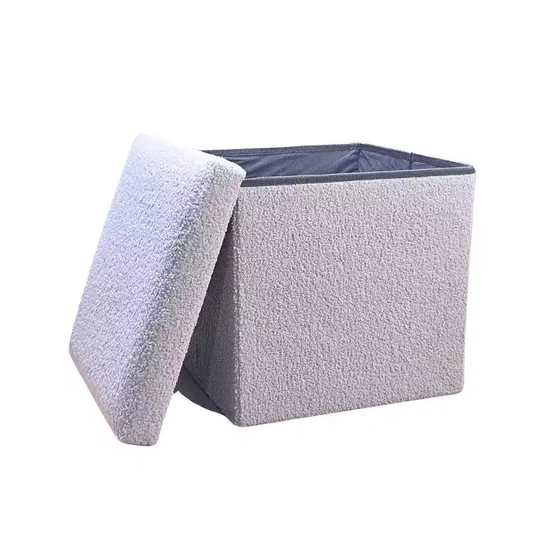 Pouf de rangement Cube Bouclé