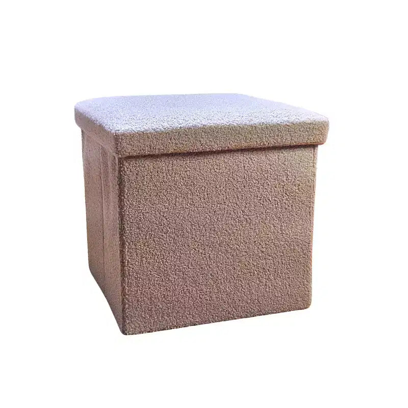 Pouf de rangement Cube Bouclé