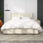 Lit capitonné, Lit en velours avec tête de lit au design moderne
