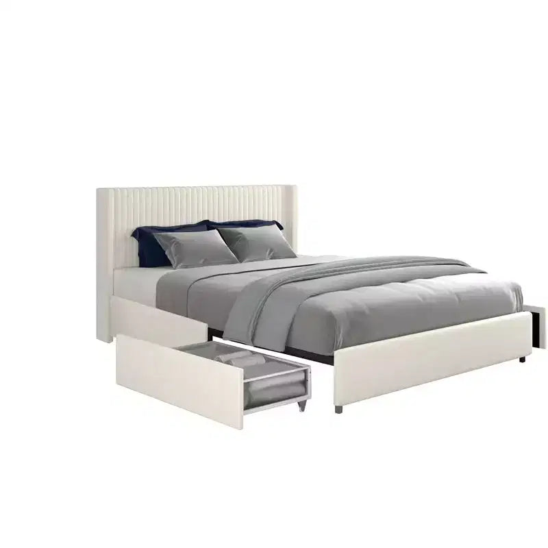Lit capitonné, Lit en velours avec tête de lit au design moderne