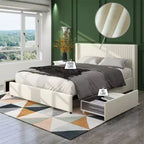 Lit capitonné, Lit en velours avec tête de lit au design moderne
