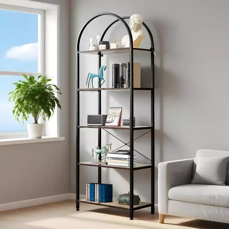 Étagère de rangement autoportante moderne à 5 niveaux Bibliothèque