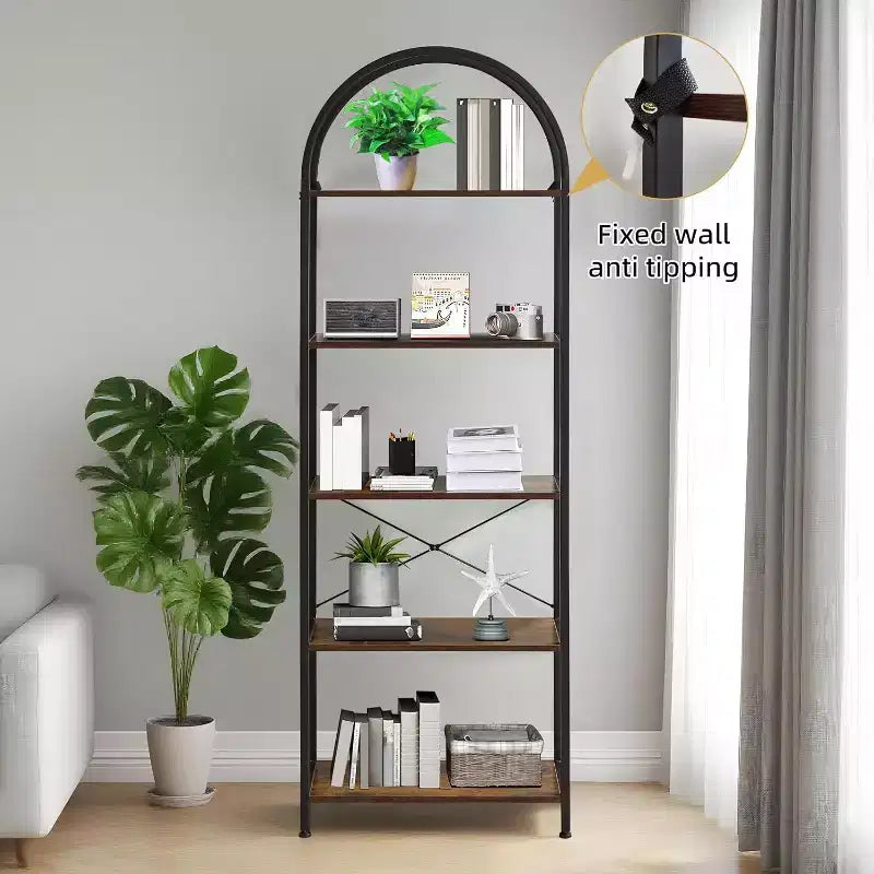 Étagère de rangement autoportante moderne à 5 niveaux Bibliothèque