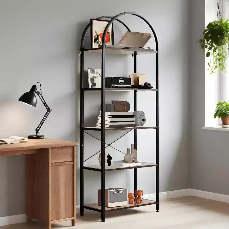 Étagère de rangement autoportante moderne à 5 niveaux Bibliothèque