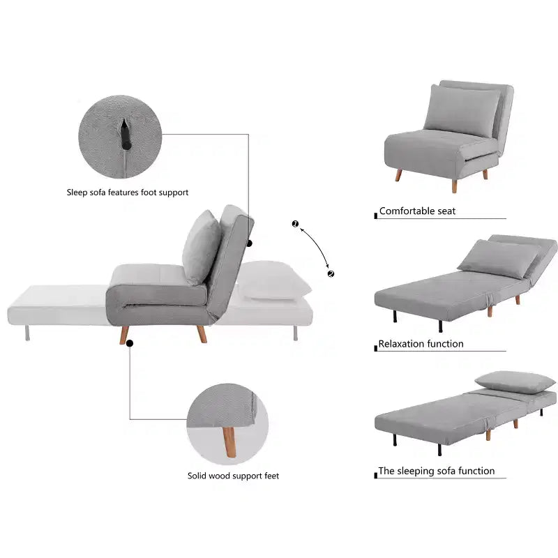 Fauteuil-lit cabriolet pliant moderne en chenille
