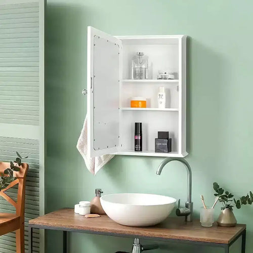 Armoire de toilette murale Meuble de rangement mural avec miroir et organisateur