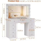 Coiffeuse avec prise de courant, miroir et plateau en verre