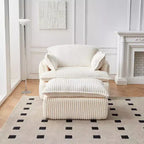 Fauteuil convertible moderne en velours côtelé avec pouf
