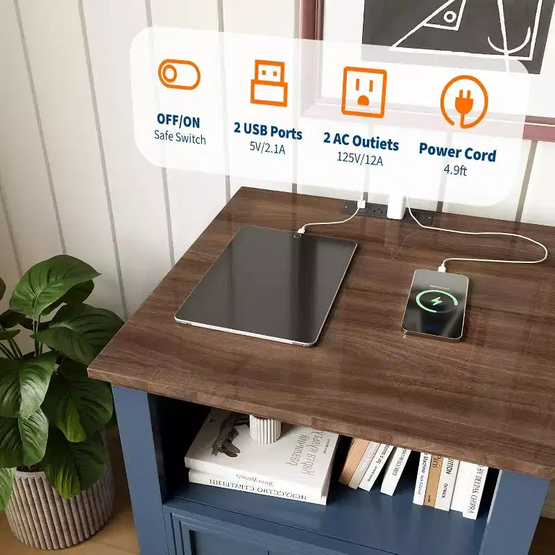 Petite table d'appoint en bois, table de chevet compacte