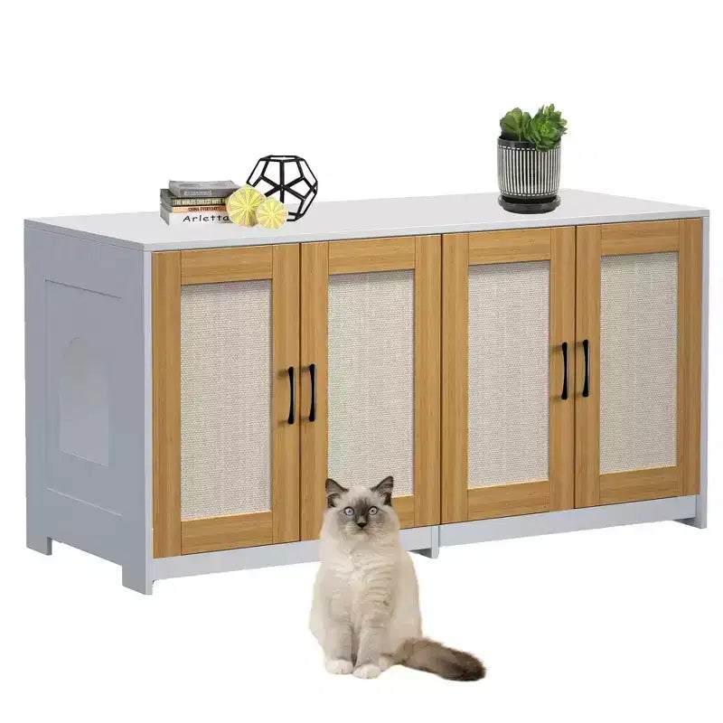 Meuble TV pour chat d'intérieur, table d'appoint, meuble en bois pour litière cachée