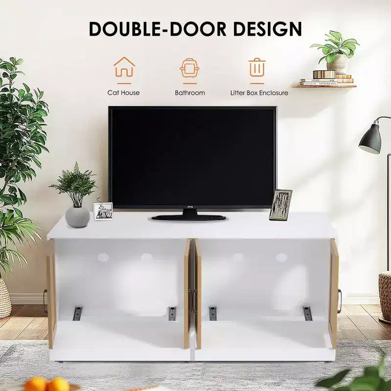 Meuble TV pour chat d'intérieur, table d'appoint, meuble en bois pour litière cachée