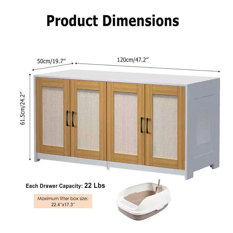 Meuble TV pour chat d'intérieur, table d'appoint, meuble en bois pour litière cachée
