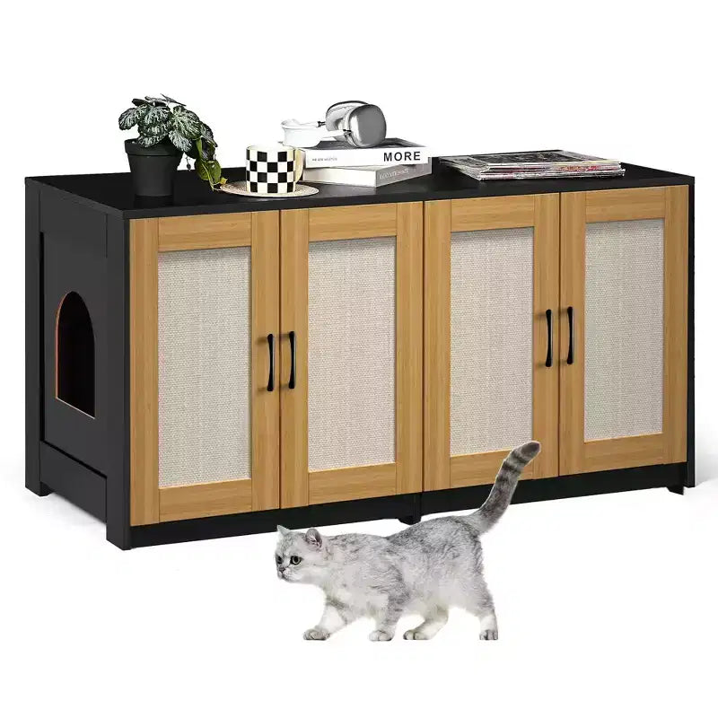Meuble TV pour chat d'intérieur, table d'appoint, meuble en bois pour litière cachée