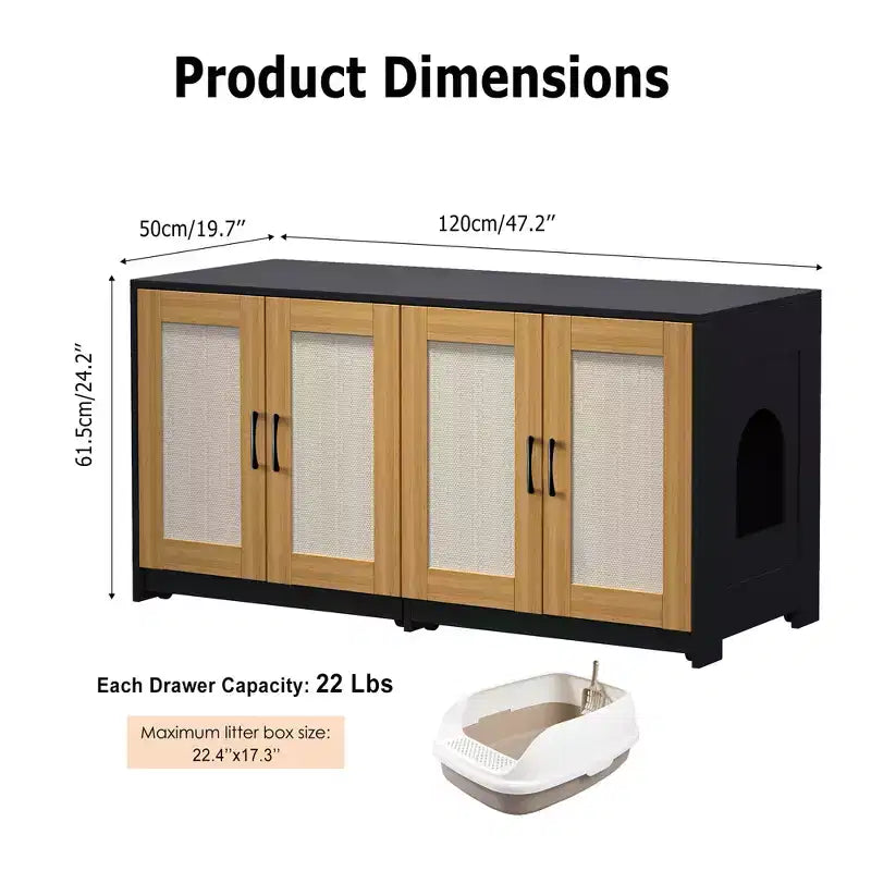 Meuble TV pour chat d'intérieur, table d'appoint, meuble en bois pour litière cachée