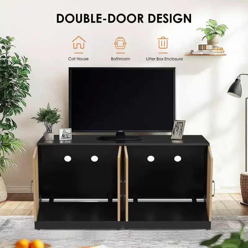 Meuble TV pour chat d'intérieur, table d'appoint, meuble en bois pour litière cachée