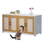 Meuble TV pour chat d'intérieur, table d'appoint, meuble en bois pour litière cachée
