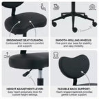 Chaise de bureau à jambes croisées avec hauteur réglable et tabouret à roulettes