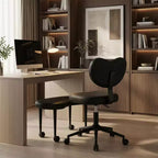 Chaise de bureau à jambes croisées avec hauteur réglable et tabouret à roulettes