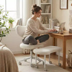 Chaise de bureau à jambes croisées avec hauteur réglable et tabouret à roulettes