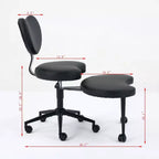 Chaise de bureau à jambes croisées avec hauteur réglable et tabouret à roulettes