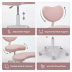 Chaise de bureau à jambes croisées avec hauteur réglable et tabouret à roulettes
