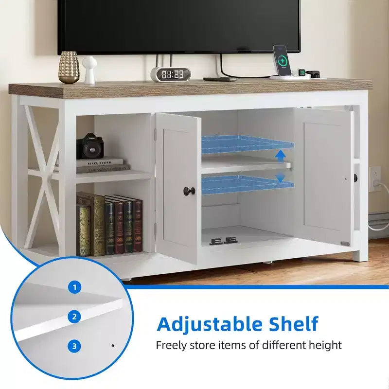Meuble TV de ferme, meuble TV pour centre de divertissement, table console média TV