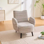 Fauteuil moderne en bouclette avec poche latérale de rangement