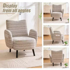 Fauteuil moderne en bouclette avec poche latérale de rangement