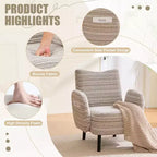 Fauteuil moderne en bouclette avec poche latérale de rangement