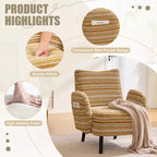 Fauteuil moderne en bouclette avec poche latérale de rangement
